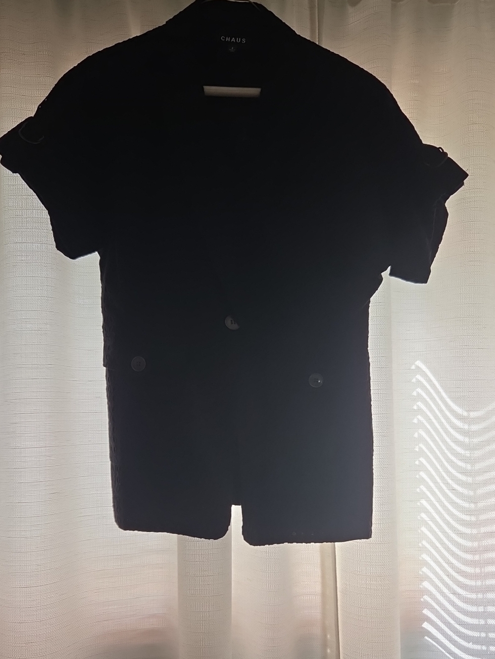 Chaus Black Button-Front Short-Sleeve Blazer